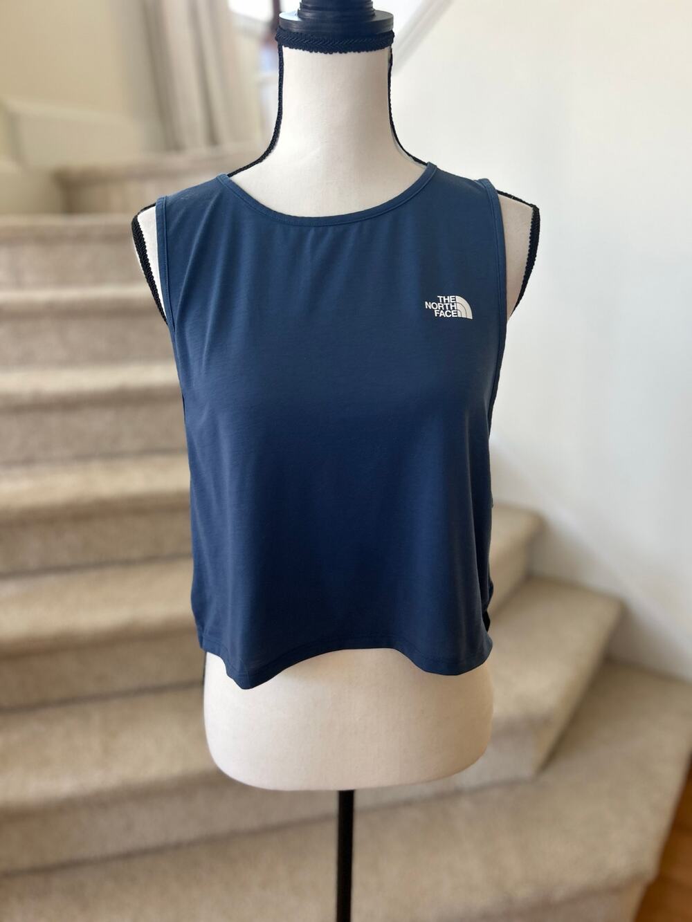 The North Face Slate Blue Open Back Muscle Cropped Tank